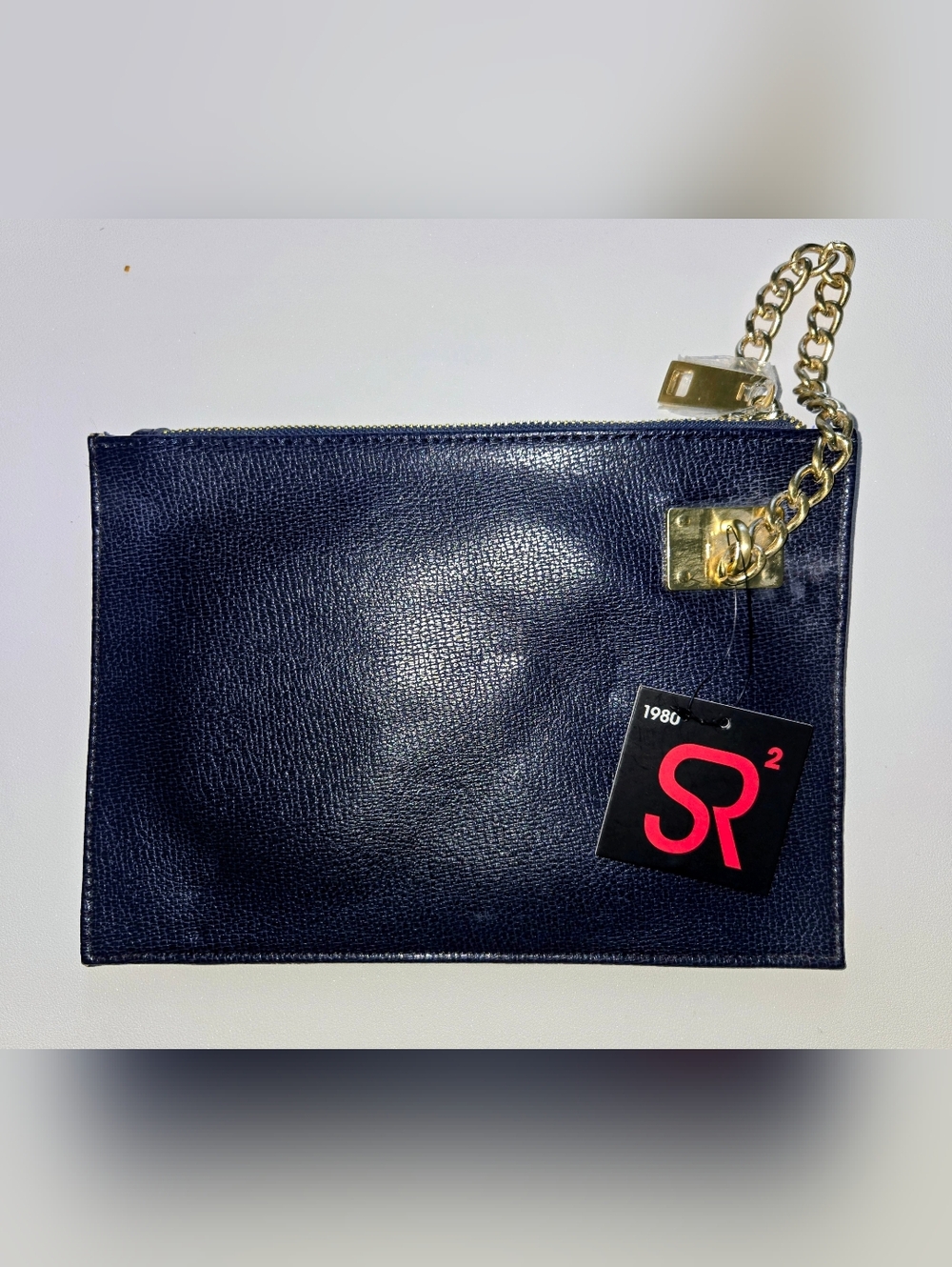 NWT SR2 - Navy Blue Chain-Handle Clutch with Chain For Wrist Carry - Picture 2 of 7